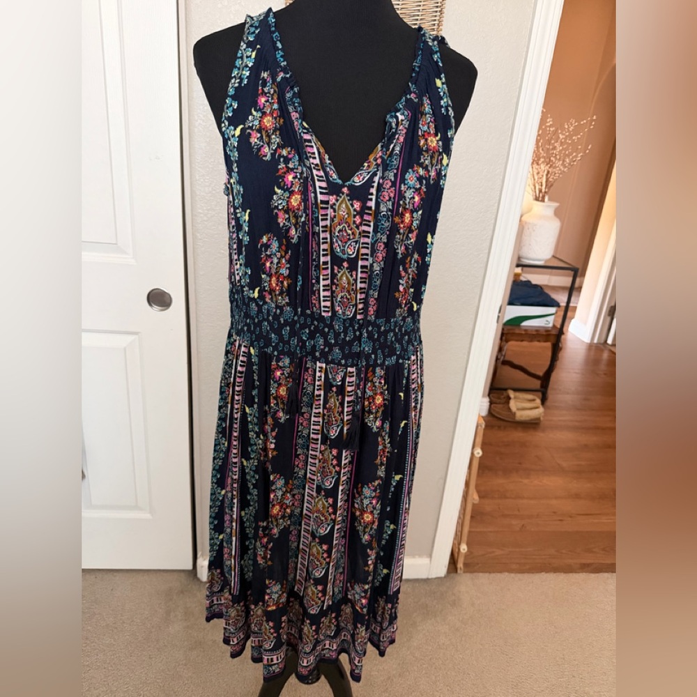 Bila Navy Floral & Stripe Maxi Dress